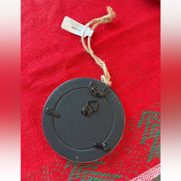 NWT Pottery Barn 2024 Round Red Enamel Frame Christmas Ornament - Picture 2 of 2